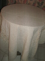 Beautiful azure hand embroidered woven tablecloth