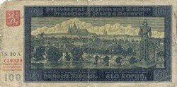 100 korun korona kronen 1940 I. kiadás Cseh Morva Protectorátus 1.