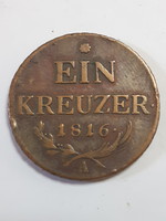 Szép állapot!!! Ausztria Ferenc József 1 krajcár ein kreuzer 1816 A bronz érme