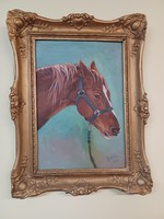 Oil painting with blondel picture frame