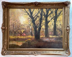 Big size! Original László Kézdi-Kovács (1864 - 1942) - spring forest oil on canvas