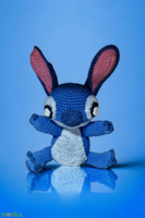 Amigurumi technikával kézzel horgolt Stitch mesefigura