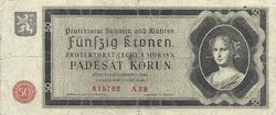 50 Korun crown kronen 1940 Czech Moravian Protectorate 1.