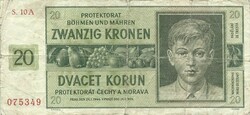 20 Korun crown kronen 1944 Czech Moravian Protectorate 1.