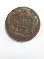 Ritkább!! Ausztria 1 krajcár ein kreuzer 1773 S bronz érme