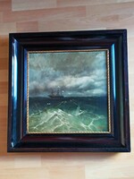 Antique ship oil painting