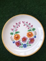Retro Bodrogkeresztúr flower patterned ceramic wall plate, wall decoration for sale!