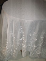 Azure patterned curtain with floral embroidery in fabulous white fabric