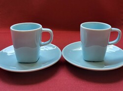 2 szett porcelán kávés csésze csészealj espresso mokkás rövid kávés eszpresszó halvány kék szín