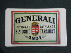 Kártyanaptár, Generali Biztosító, tűzzománctábla anno, 2000, (6)