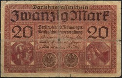 D - 027 -  Külföldi bankjegyek:  1918 Németország 20 márka