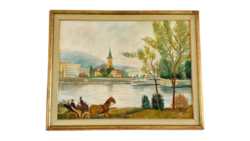 József Szamosváry, view of the Danube bank with confrisse