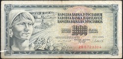 D - 030 -  Külföldi bankjegyek:  1981 Jugoszlávia 1000 dinár