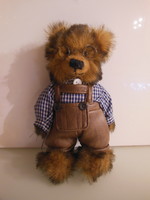 Teddy bear - 20 x 13 cm - leather pants - glasses - German - plush - exclusive - brand new