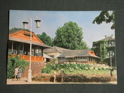 Postcard, Balatonkenese, honvéd holiday park detail, holiday with people