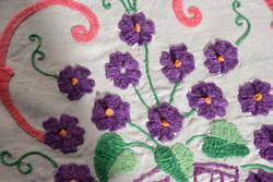 Antique old violet folk traditional large linen tablecloth tablecloth tablecloth 70 x 70