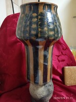 Retro large old earthenware hand painted vase with marking