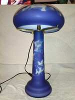 Rare beautiful blue colored plum leaf pattern Galle lamp 49cm high