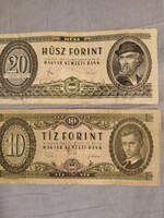 1 db 10 forint(1969) és 1 db 20 forint(1980)