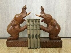 Solid wood elephant bookend