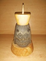 Retro wooden devil head candle holder 12 cm (22/d)