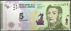 D - 038 -  Külföldi bankjegyek:  2015 Argentina 5 peso UNC