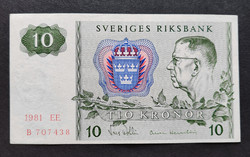Svédország 10 Kronor / Korona 1981, EF