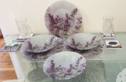 12 pcs + 1 pcs deep and flat plates with lavender pattern 20cm, 25cm, 30cm