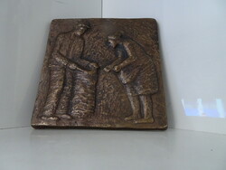 Takács Erzsébet szobrászművész hibátlan bronz faliképe.