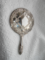 Hand mirror beautifully decorated with metal frame - heavy, beautiful piece