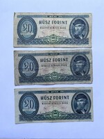 3 db Húsz forint 20 Forint 1975 és 1980