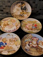 The Franklin Mint Porcelain Teddy bear angol porcelán macis dísztányér kollekció akár Valentin napra