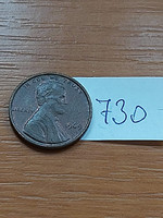 Usa 1 cent 1969 abraham lincoln, copper-zinc 730