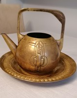 Copper art deco teapot and bowl discounted