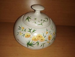 Flower-patterned ceramic bowl with lid - dia. 24 cm (b)