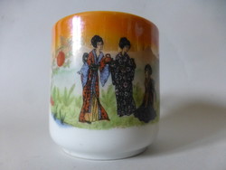 Zsolnay antique mini mug. Japanese scene, geisha