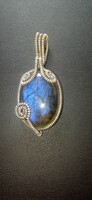 Unique Handmade Labradorite Raw Gemstone 925 Silver Pendant Large