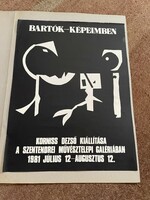 Korniss Dezső szitanyomat kiállítási plakát Bartók képeimben. Szentendre