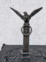 Antique Eagle Falcon or Turul Turul sculpture made of metal, spatter pewter, militaria style