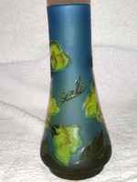 Galle vase with beautiful colorful flower pattern, 19 cm high
