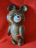 RITKA! ARANY ÖVES MISA MACKÓ DULEVO (Duljevo) orosz/szovjet porcelán figura,1986-os Moszkvai olimpia