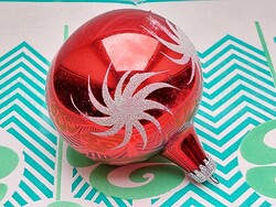 Retro üveg karácsonyfadísz piros gömb üvegdísz