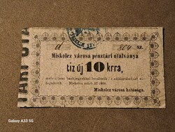 Miskolc city money, 10 krajcár 1860