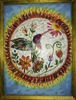 Acrylic mural hummingbird