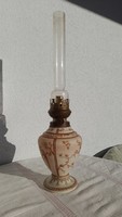 Blown opal glass table kerosene lamp, hand painted, flawless, 48 cm high