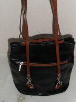 Black leather backpack, shoulder bag