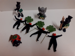 4-DB.RETRO VIEL GLÜC FIGURÁK ÉS 4-DB ÓLOM FEJŰ ÖRDÖG KRAMPUSZ FIGURÁK KARÁCSONYFA DÍSZEK/23/