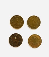 4 pieces of 2 pennies 1926 and 1927 Hungarian kingdom bronze