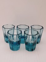 Flat-polished turquoise thick village liqueur and brandy glasses, 5 in one