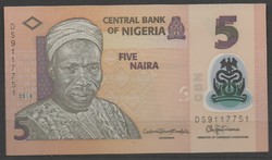 D - 074 -  Külföldi bankjegyek:  2018 Nigéria 5 naira UNC